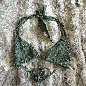 Tori Praver crinkle ruffled green Bikini Top sz XL